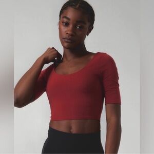 NEW Athleta Exhilarate Crop A-C Maroon Crop Top 984029 Size XL NWT